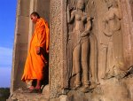 Moine Bouddhiste à Angkor Vat au Cambodge